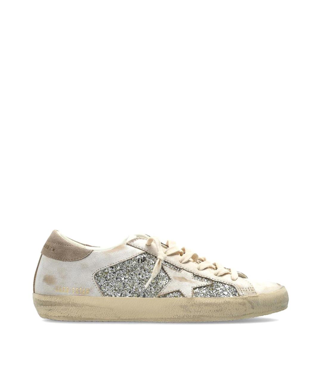 GOLDEN GOOSE Серебряные кожаные кеды, фото 1