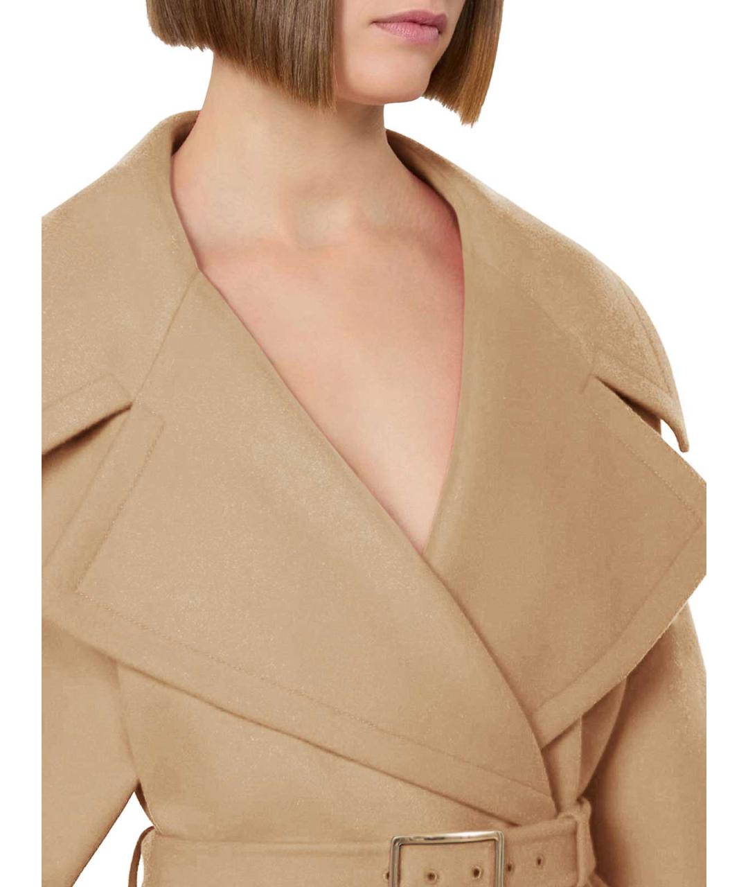 SPORTMAX Бежевое шерстяное пальто, фото 5