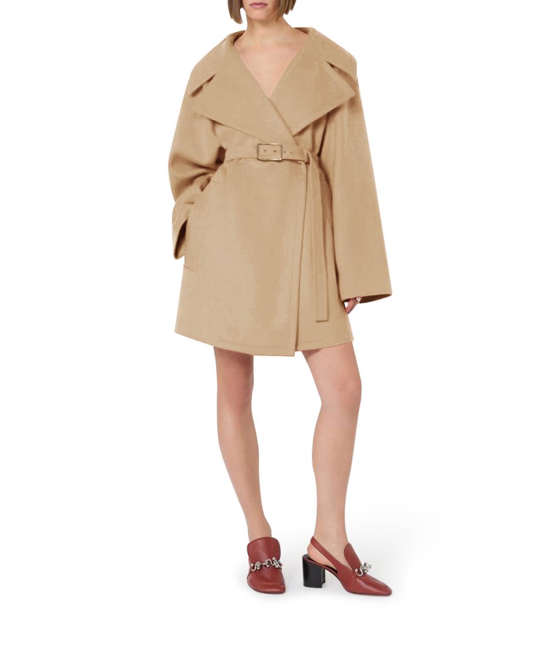 SPORTMAX Бежевое шерстяное пальто, фото 4