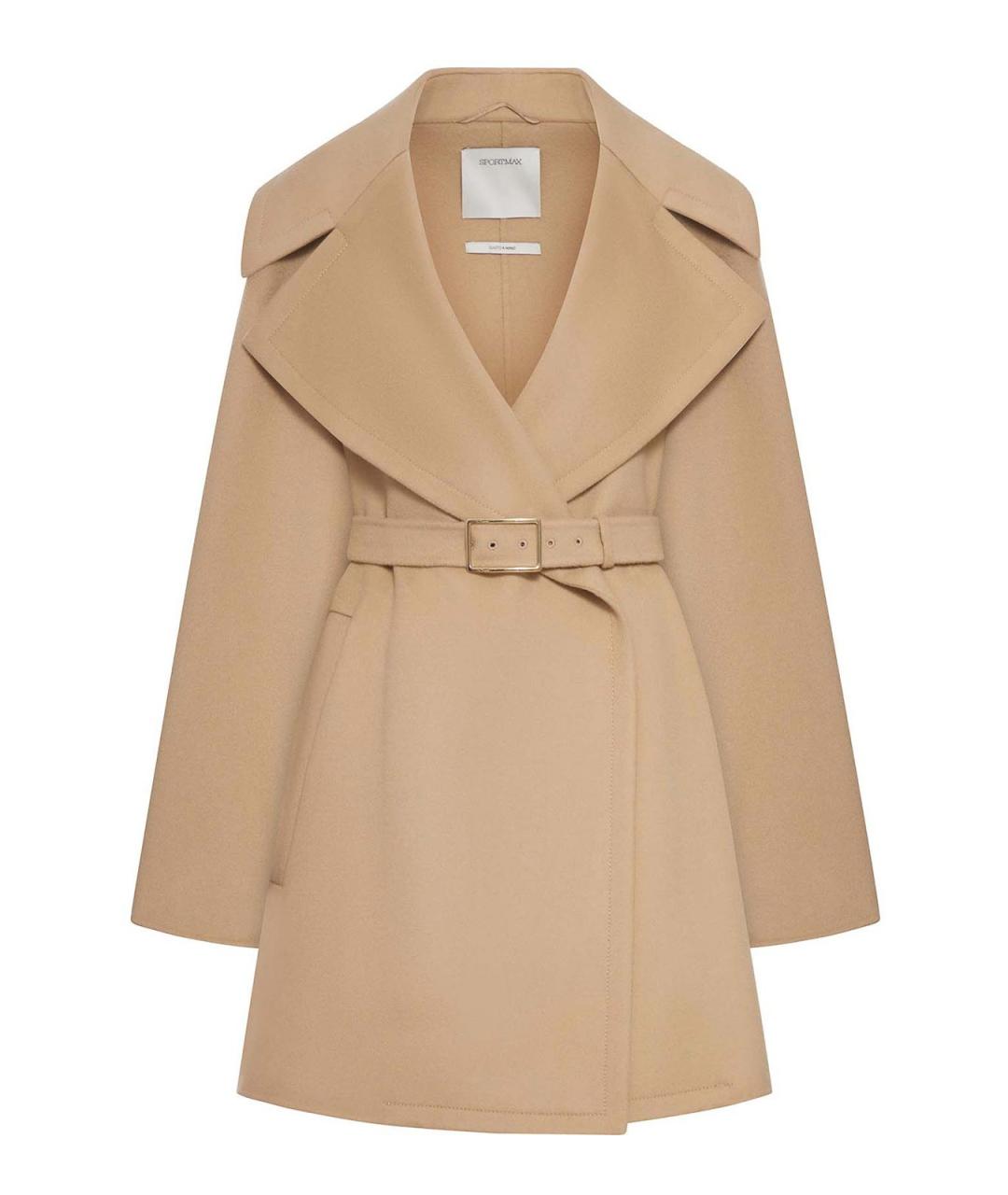 SPORTMAX Бежевое шерстяное пальто, фото 1
