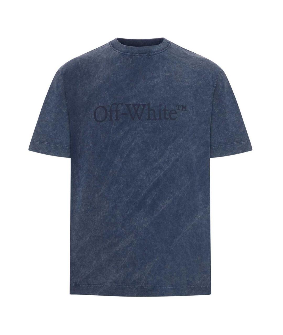 OFF-WHITE Синяя хлопковая футболка, фото 1