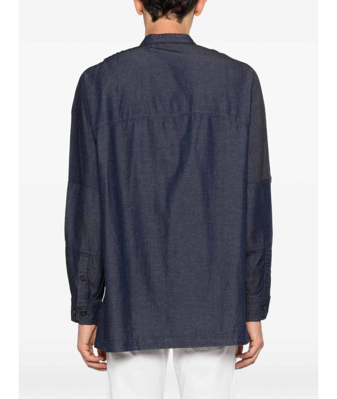 EMPORIO ARMANI Синяя хлопковая кэжуал рубашка, фото 4