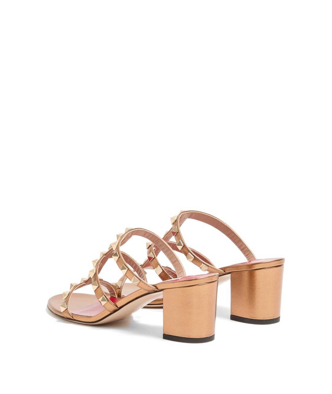 VALENTINO Золотые кожаные мюли, фото 6