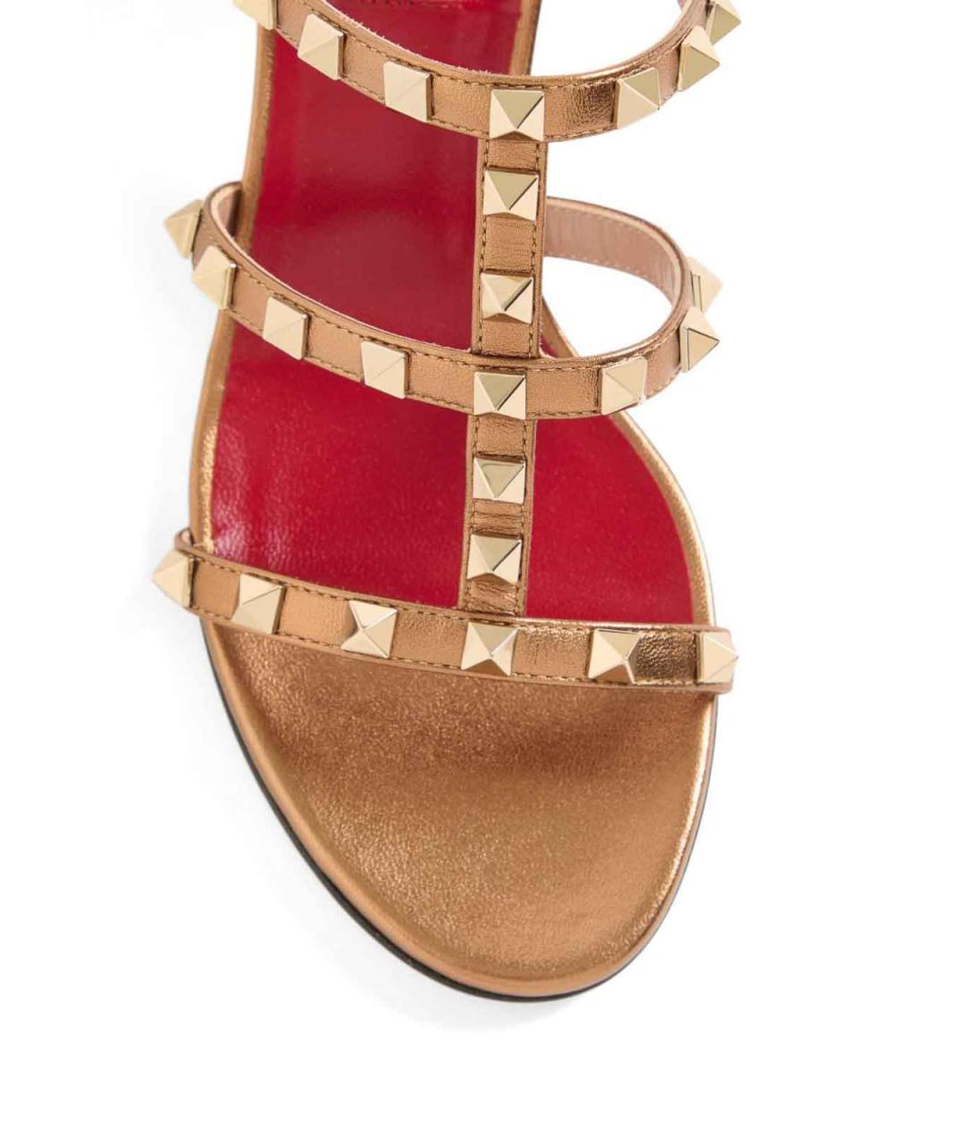 VALENTINO Золотые кожаные мюли, фото 4