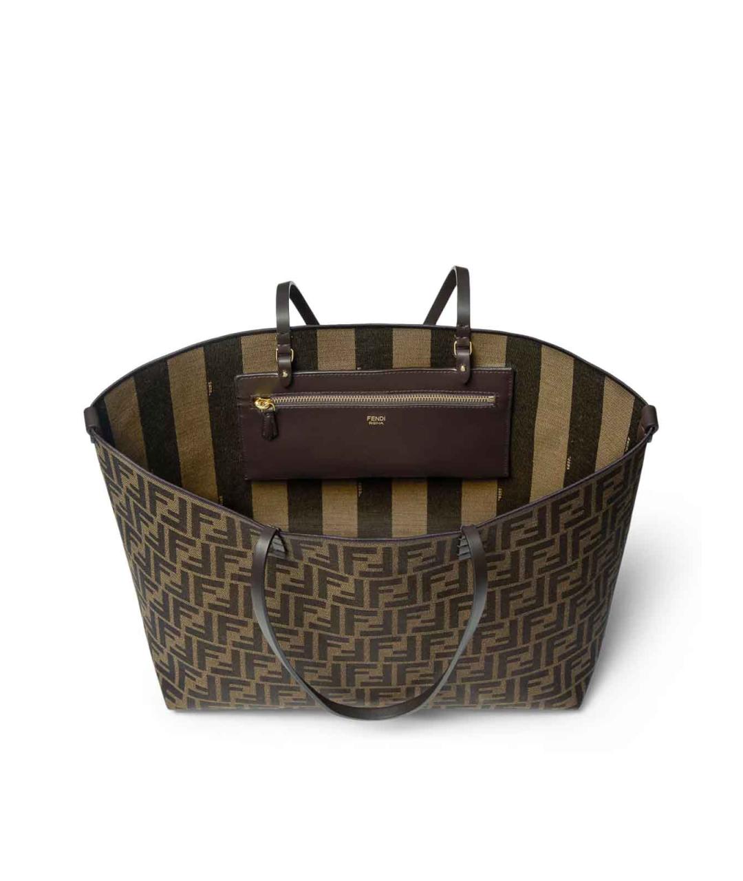 FENDI Коричневая кожаная сумка тоут, фото 5