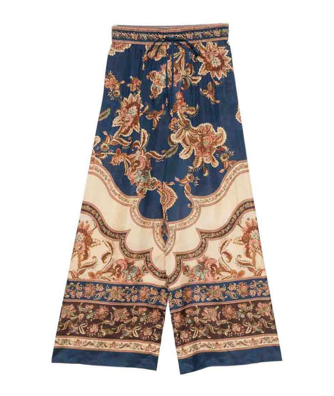 ZIMMERMANN Синие шелковые брюки широкие, фото 1