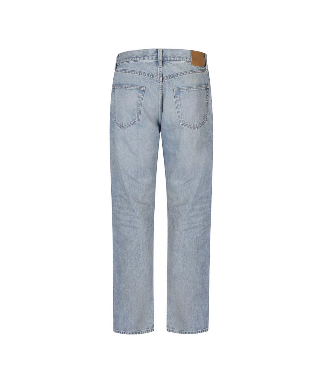 SAINT LAURENT Голубые хлопковые прямые джинсы, фото 2
