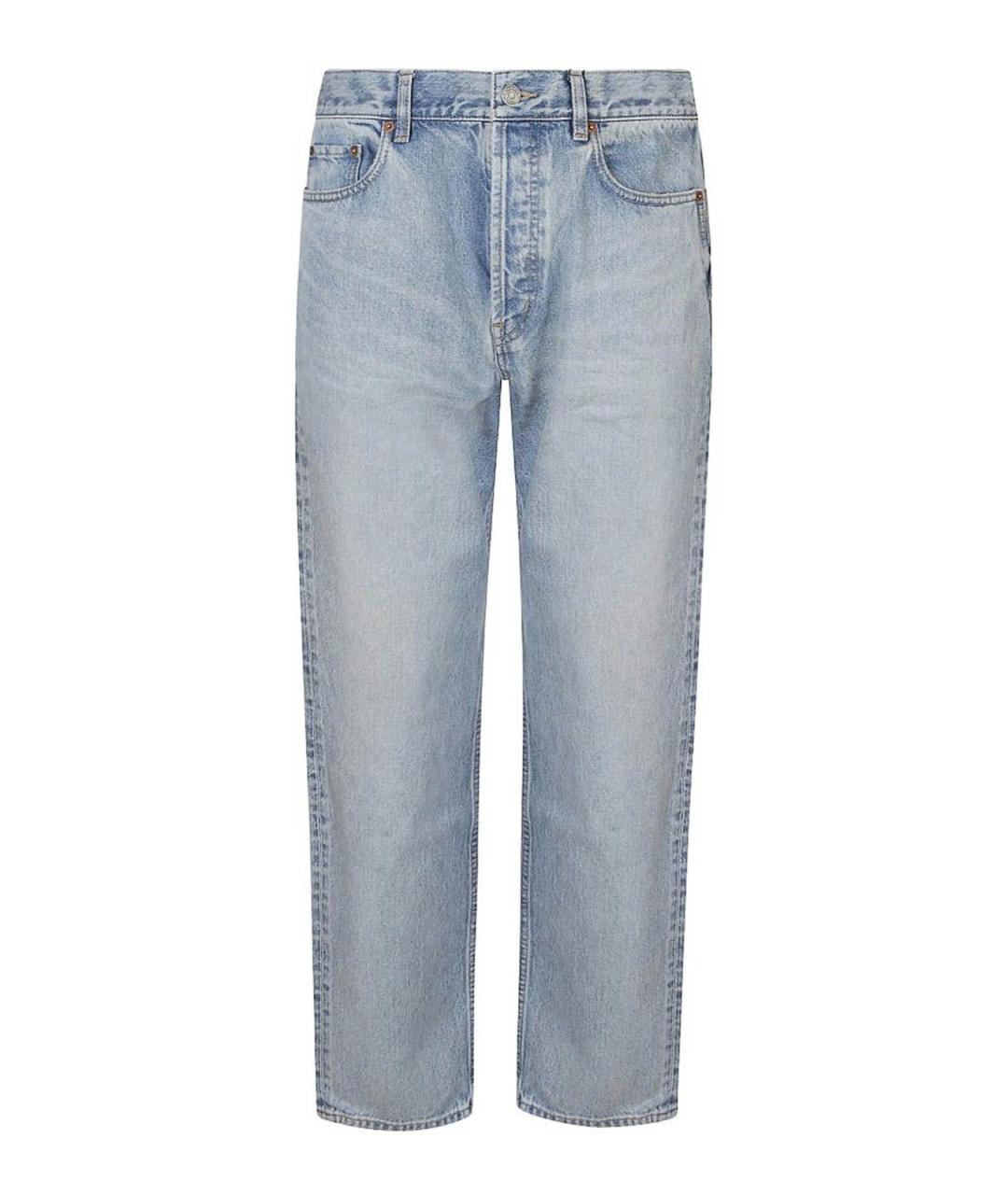 SAINT LAURENT Голубые хлопковые прямые джинсы, фото 1