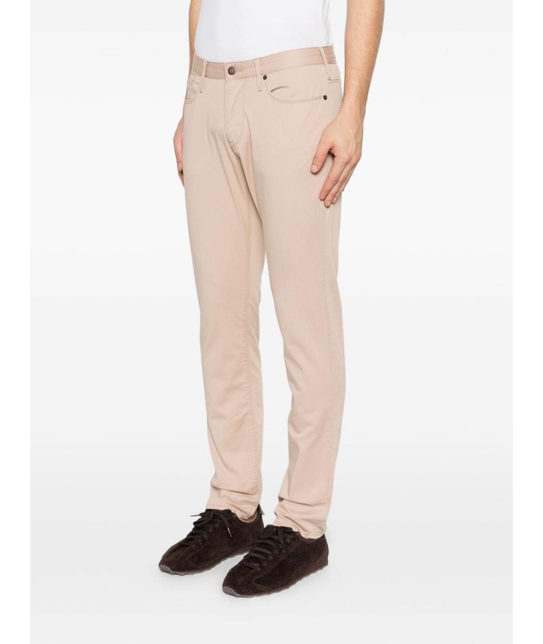 EMPORIO ARMANI Бежевые хлопковые прямые джинсы, фото 4