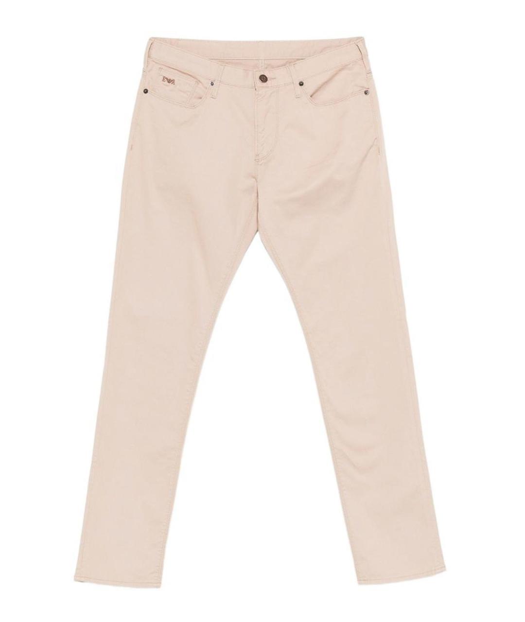 EMPORIO ARMANI Бежевые хлопковые прямые джинсы, фото 1