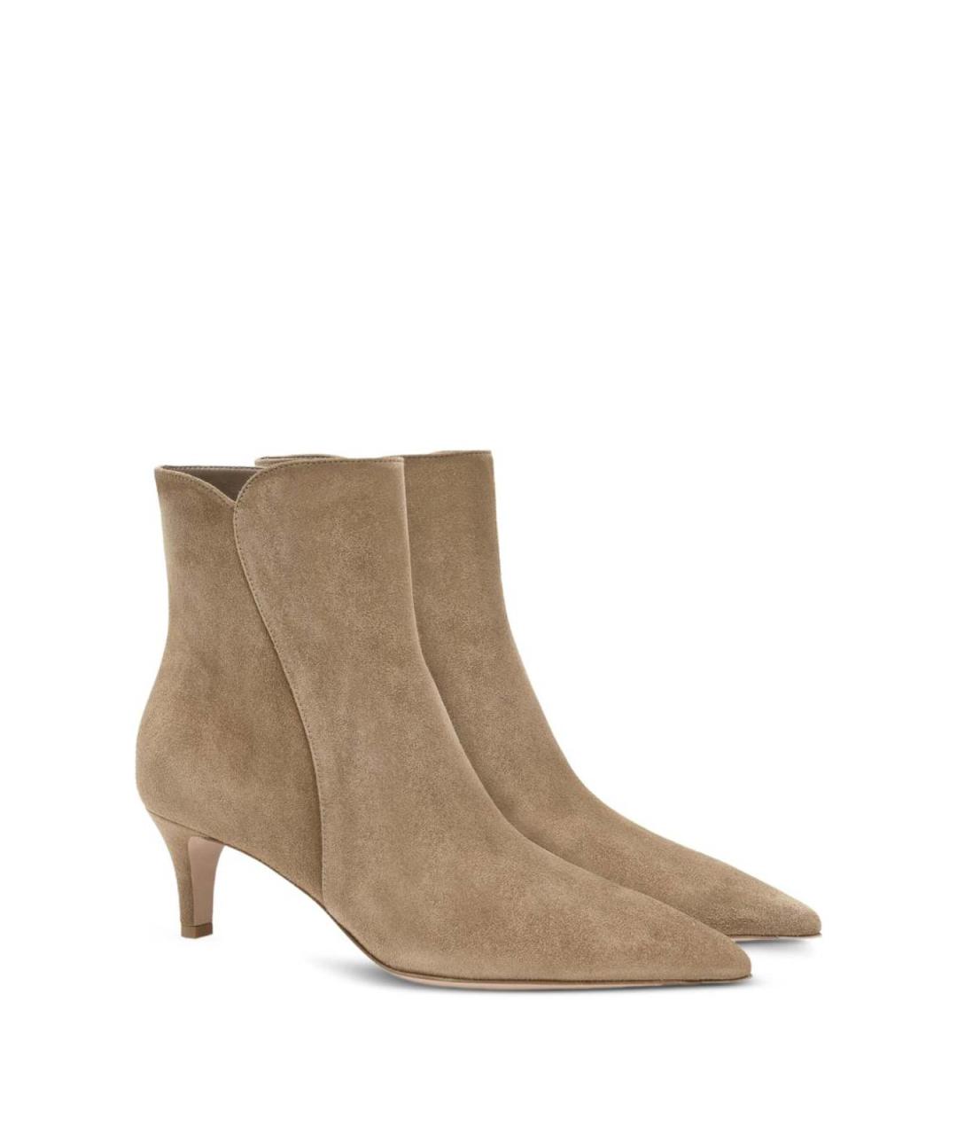GIANVITO ROSSI Бежевые кожаные ботильоны, фото 4