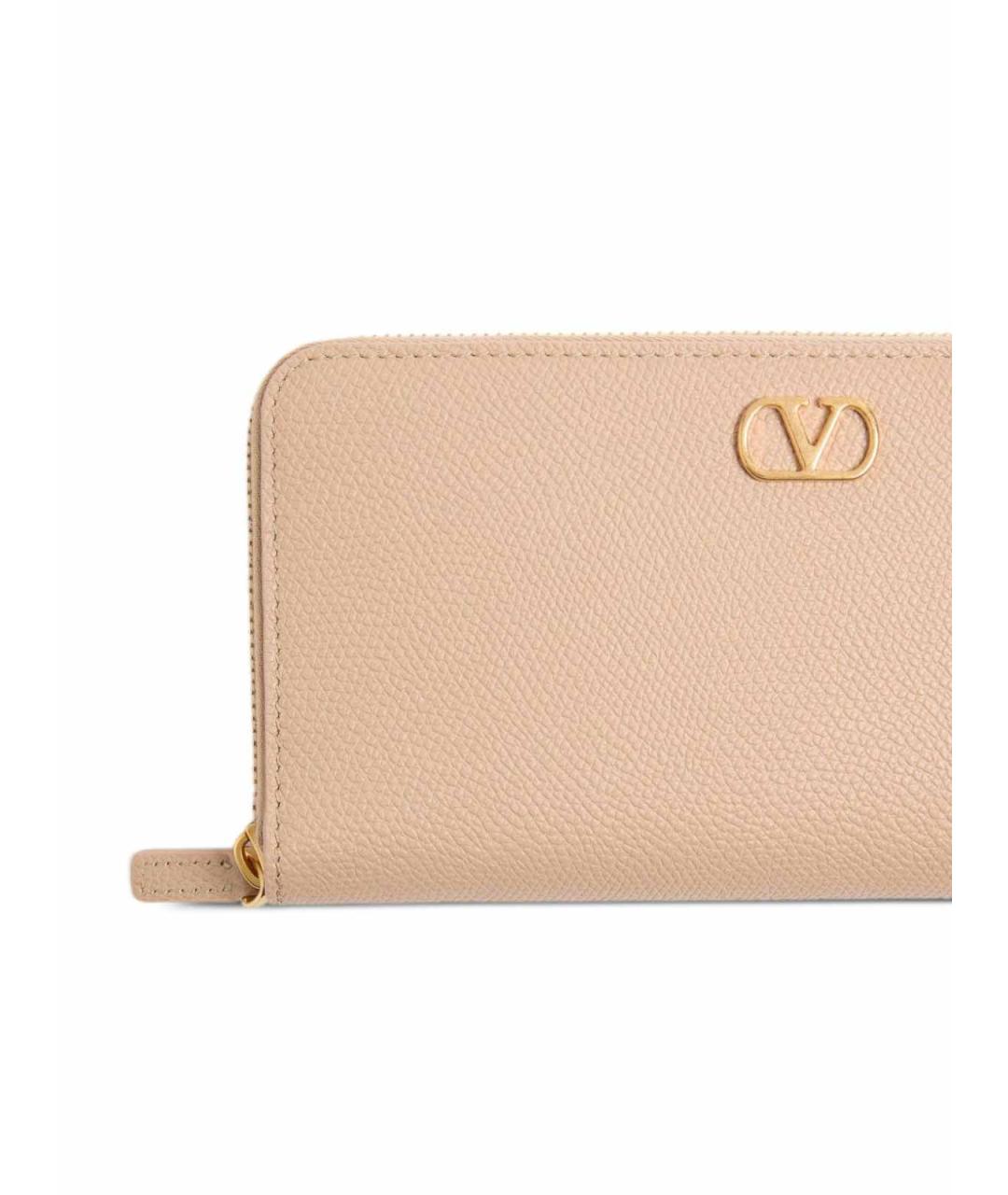 VALENTINO Розовый кожаный кошелек, фото 4