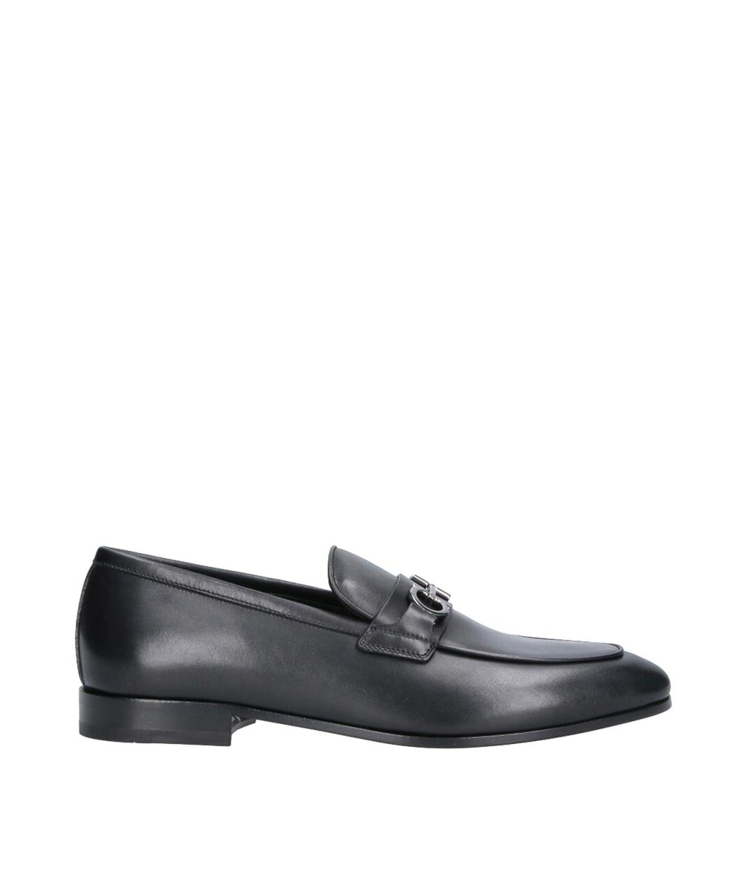 FERRAGAMO Черные кожаные лоферы, фото 1