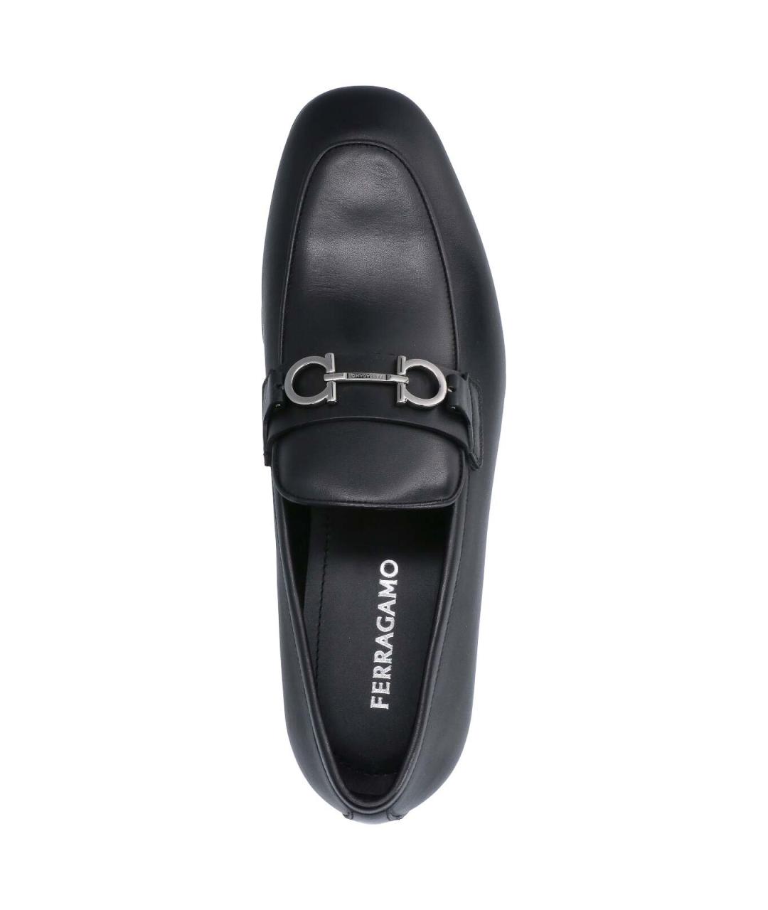 FERRAGAMO Черные кожаные лоферы, фото 5