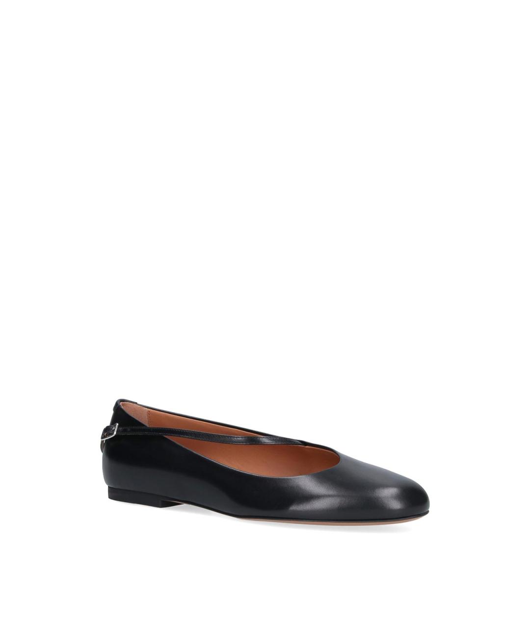 JIL SANDER Черные кожаные балетки, фото 2