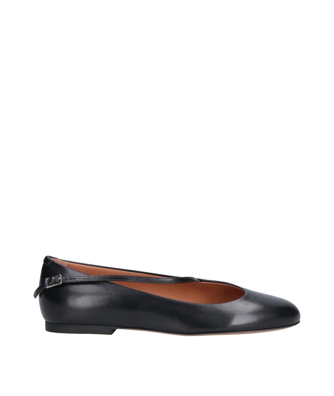JIL SANDER Черные кожаные балетки, фото 1