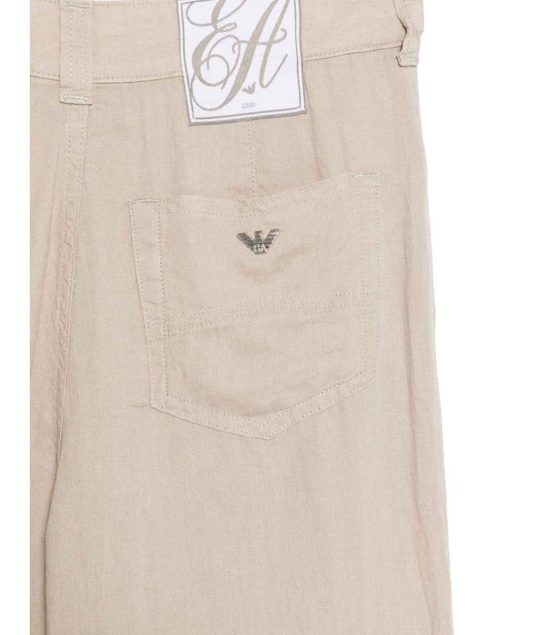 EMPORIO ARMANI Бежевые льняные брюки широкие, фото 3