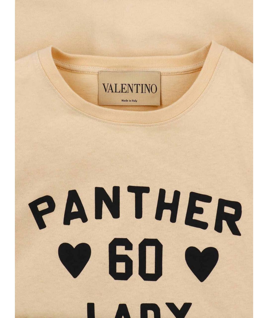 VALENTINO Бежевая хлопковая футболка, фото 3