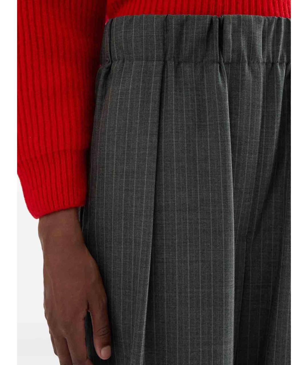JIL SANDER Серые шерстяные брюки широкие, фото 2