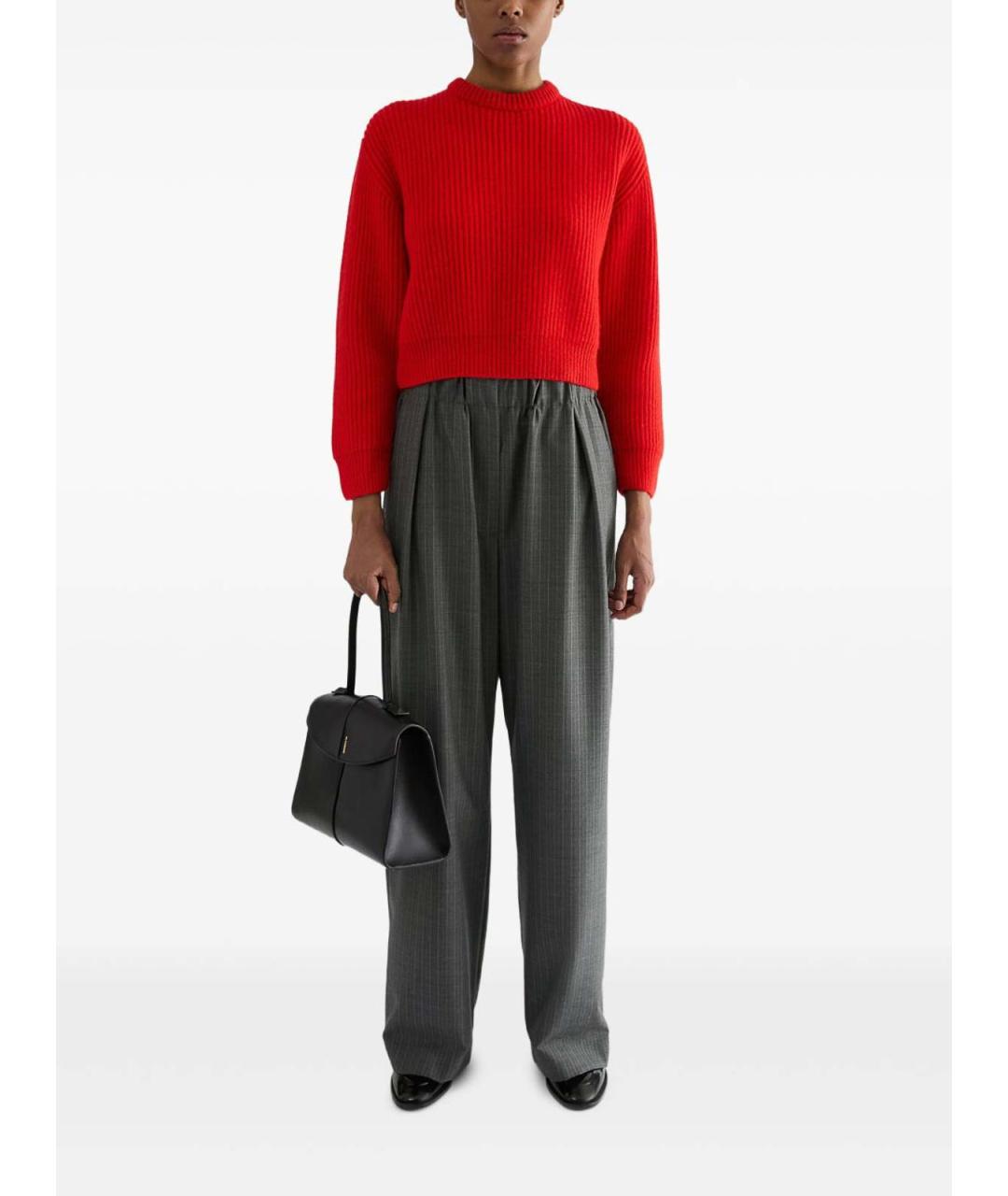 JIL SANDER Серые шерстяные брюки широкие, фото 4