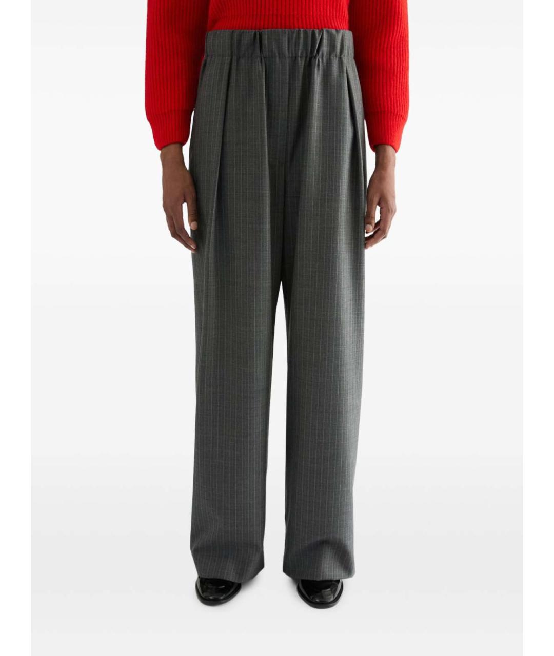 JIL SANDER Серые шерстяные брюки широкие, фото 3