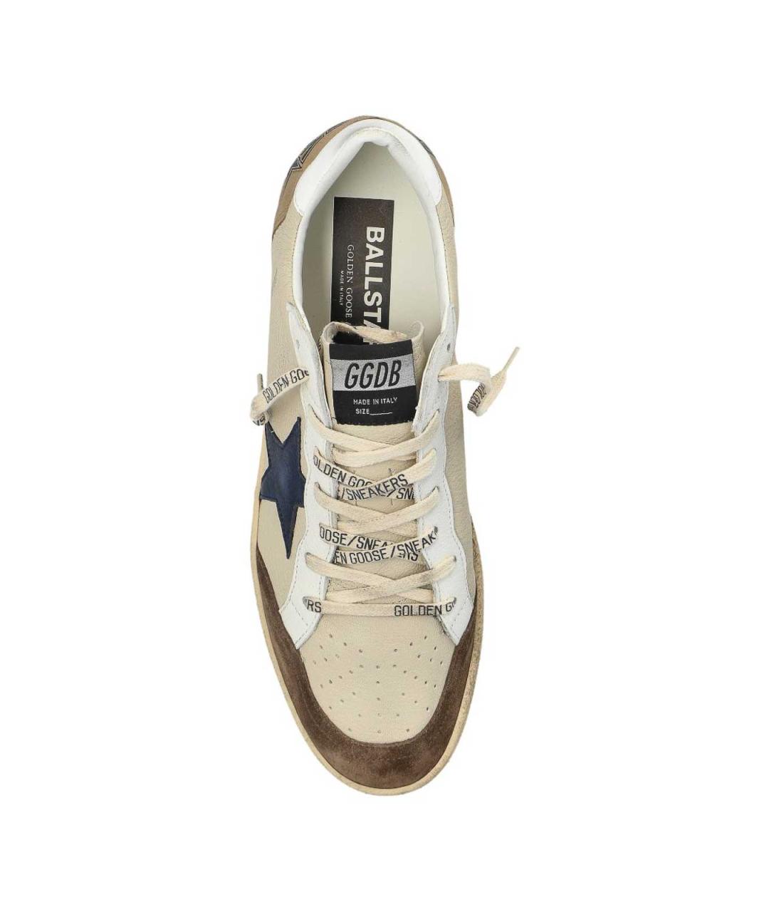 GOLDEN GOOSE Бежевые кожаные низкие кроссовки / кеды, фото 2