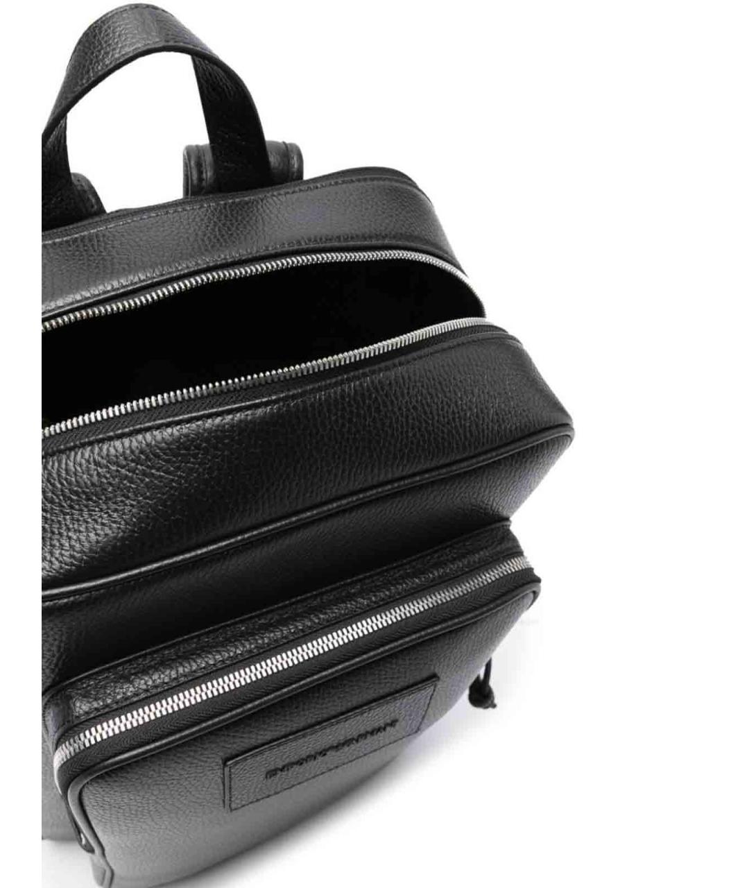 EMPORIO ARMANI Черный кожаный рюкзак, фото 3