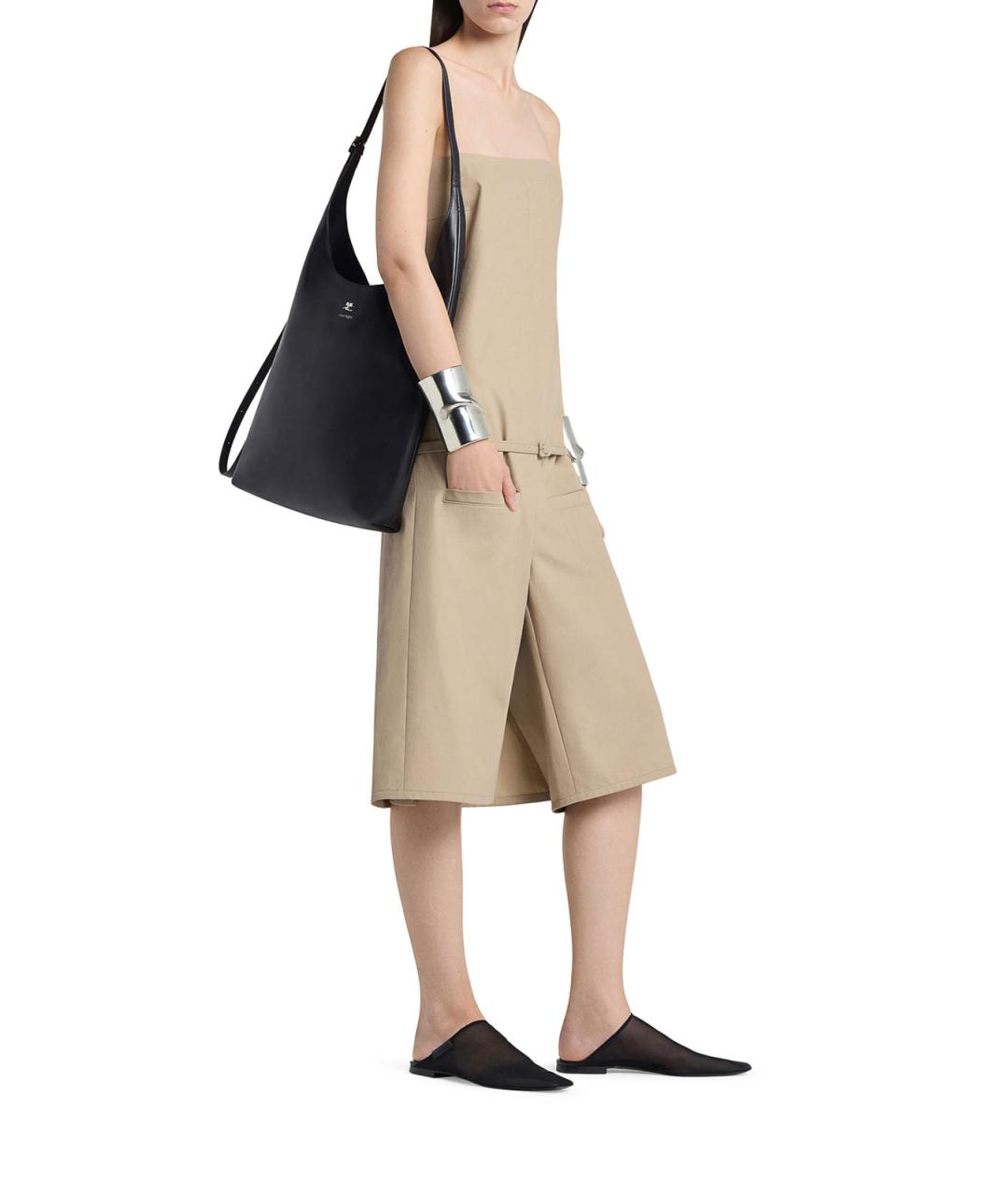 COURREGES Черная кожаная сумка тоут, фото 2