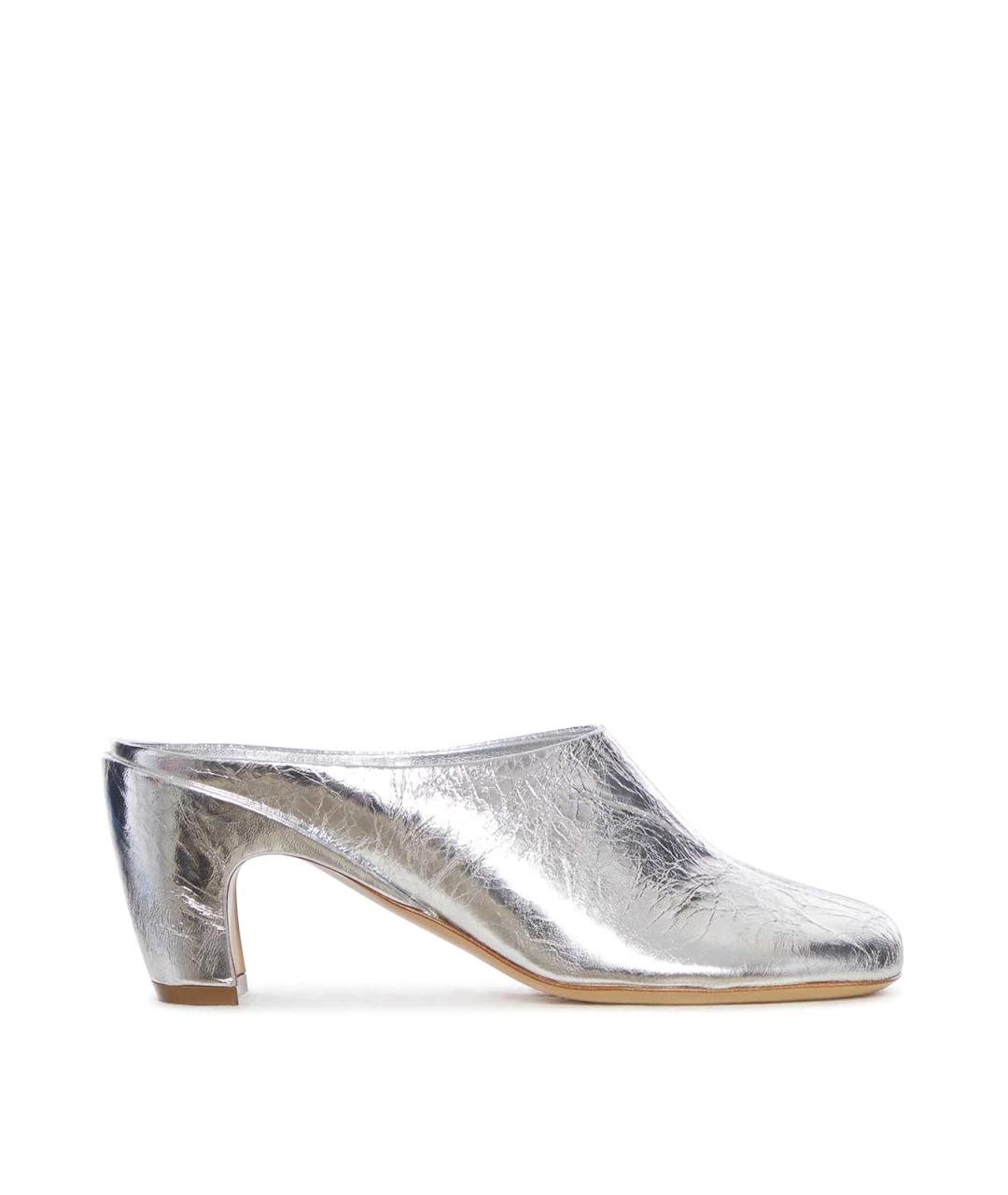 DRIES VAN NOTEN Серебряные кожаные мюли, фото 1