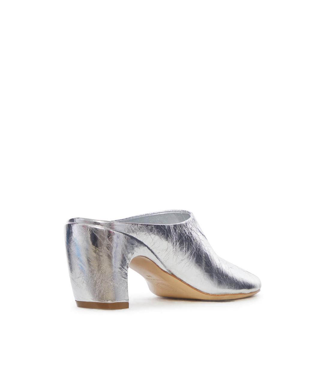 DRIES VAN NOTEN Серебряные кожаные мюли, фото 3