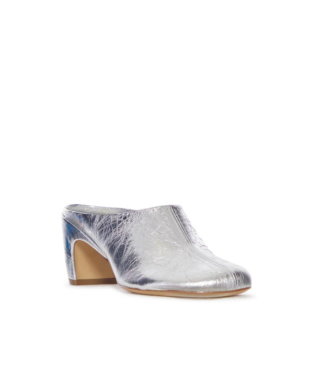 DRIES VAN NOTEN Серебряные кожаные мюли, фото 2