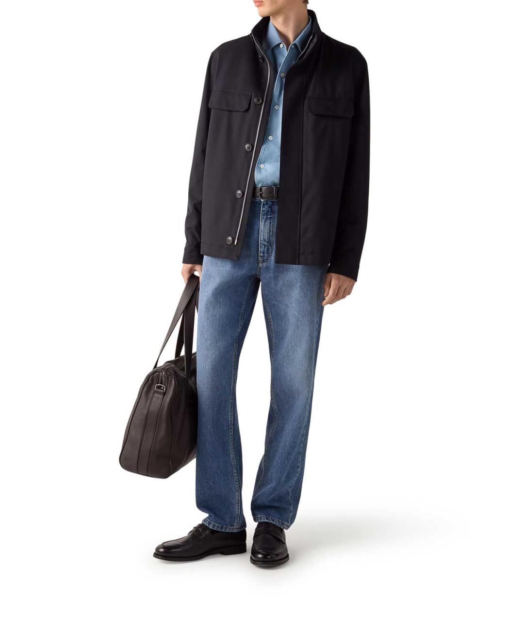 ZEGNA Темно-синяя полиэстеровая куртка, фото 2