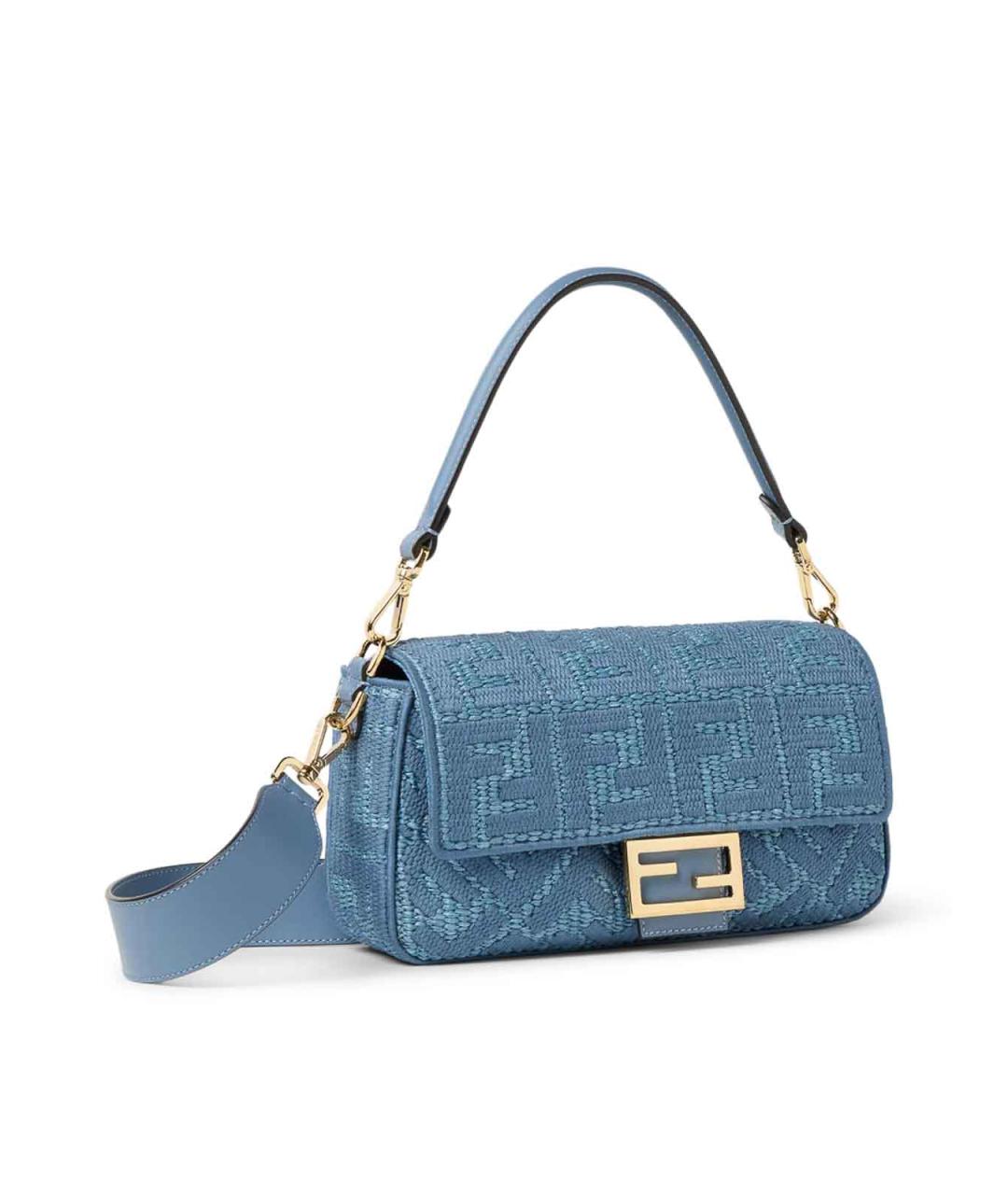 FENDI Голубая плетеная сумка через плечо, фото 4