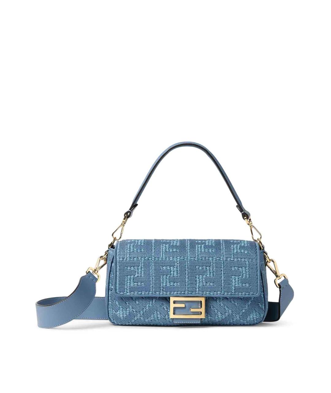 FENDI Голубая плетеная сумка через плечо, фото 1
