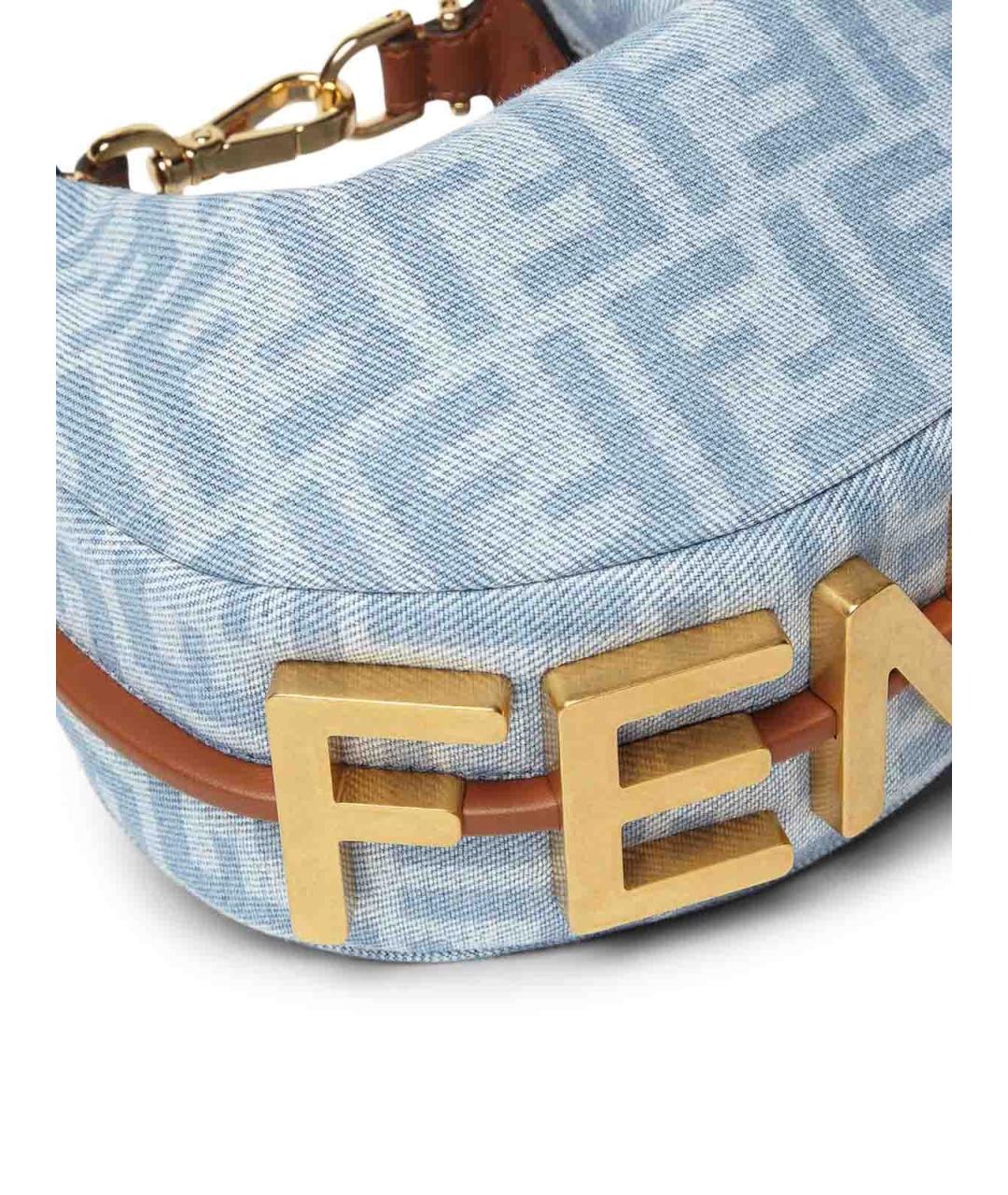 FENDI Голубая деним сумка через плечо, фото 5