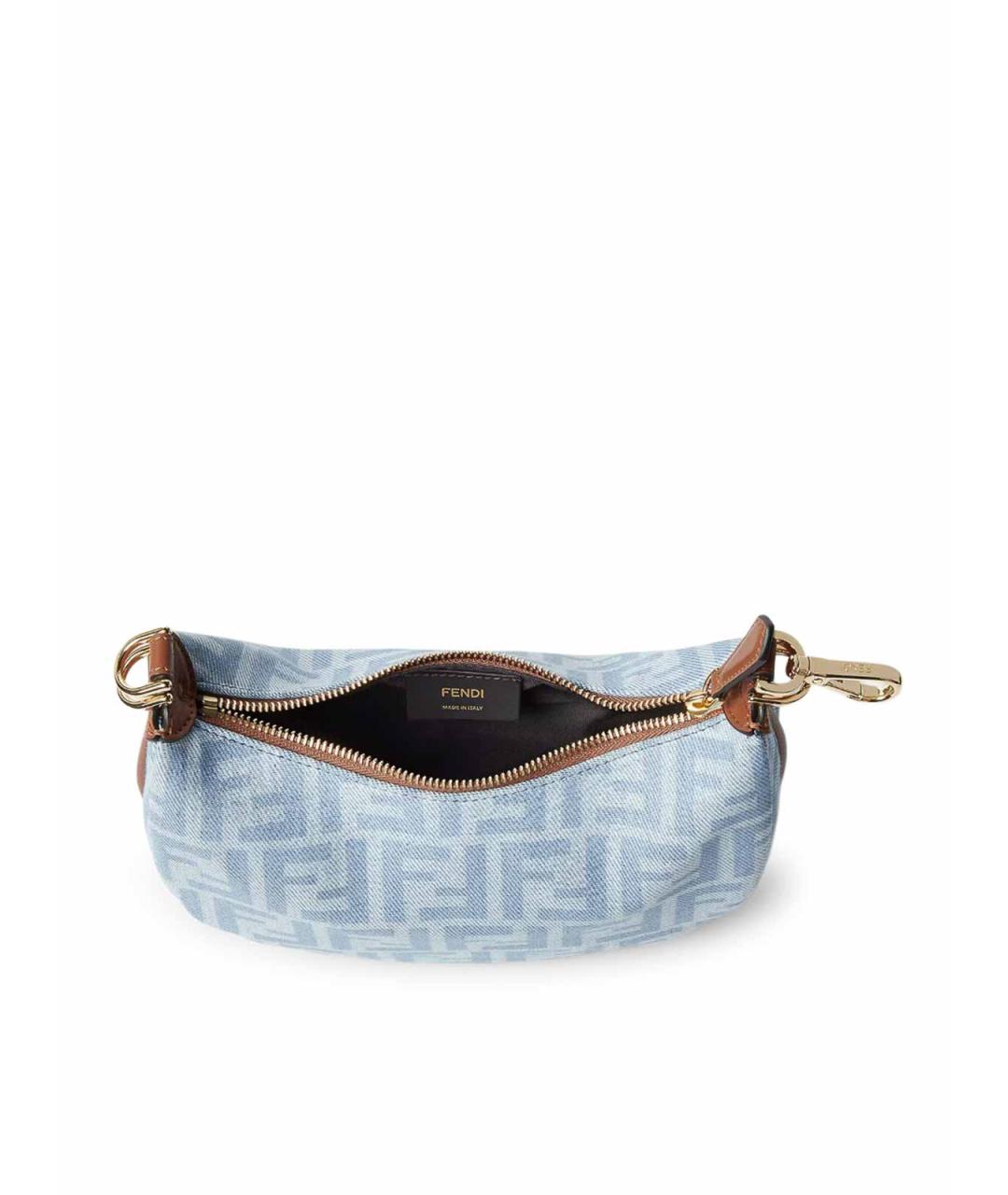 FENDI Голубая деним сумка через плечо, фото 4