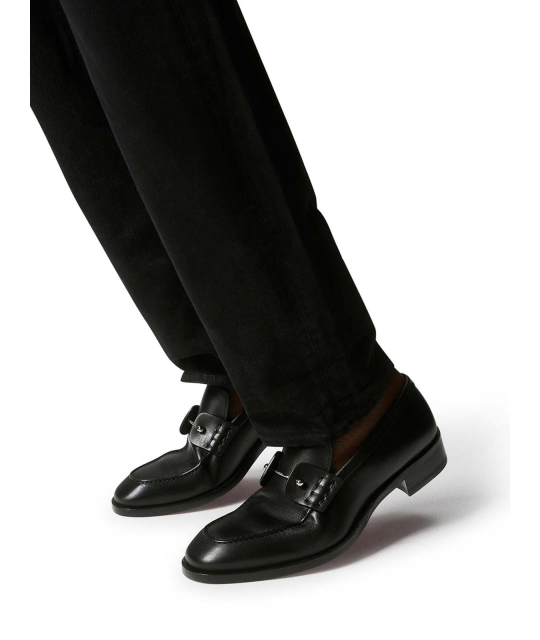 CHRISTIAN LOUBOUTIN Черные кожаные лоферы, фото 2