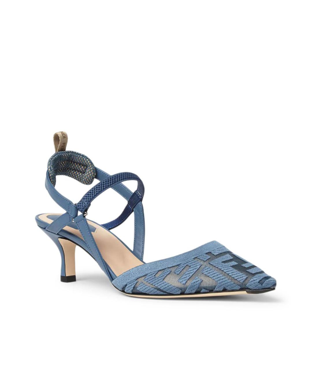 FENDI Голубые текстильные туфли, фото 3