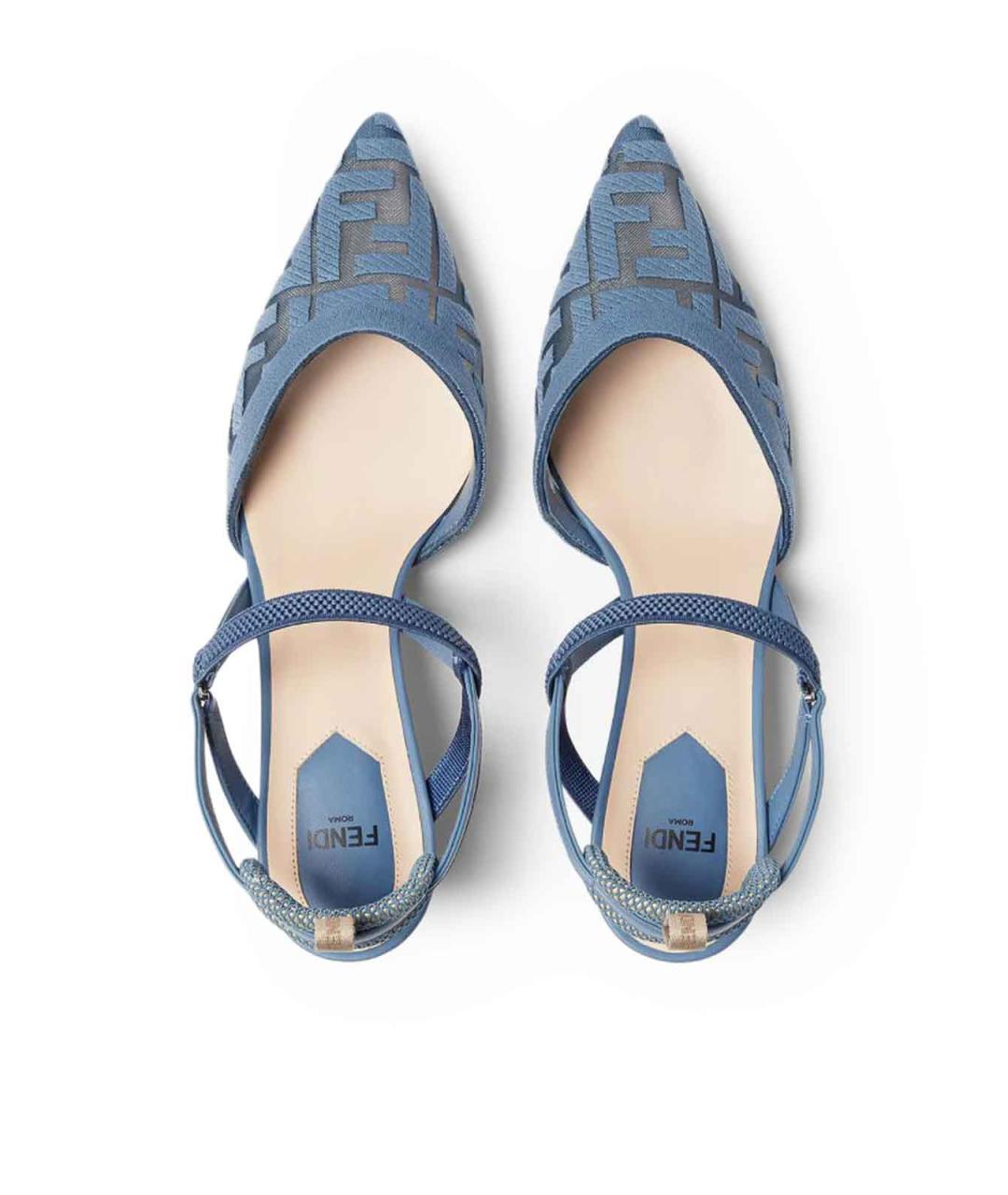 FENDI Голубые текстильные туфли, фото 5