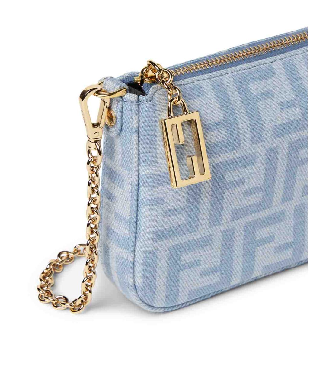 FENDI Голубая тканевая сумка через плечо, фото 5