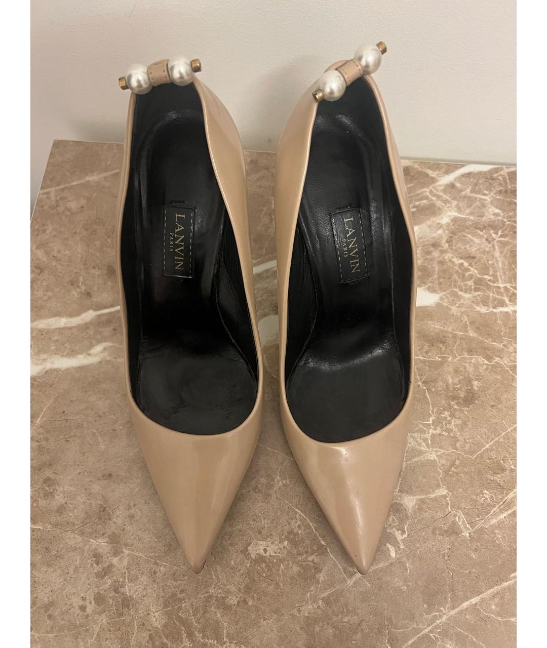 LANVIN Бежевые кожаные туфли, фото 2