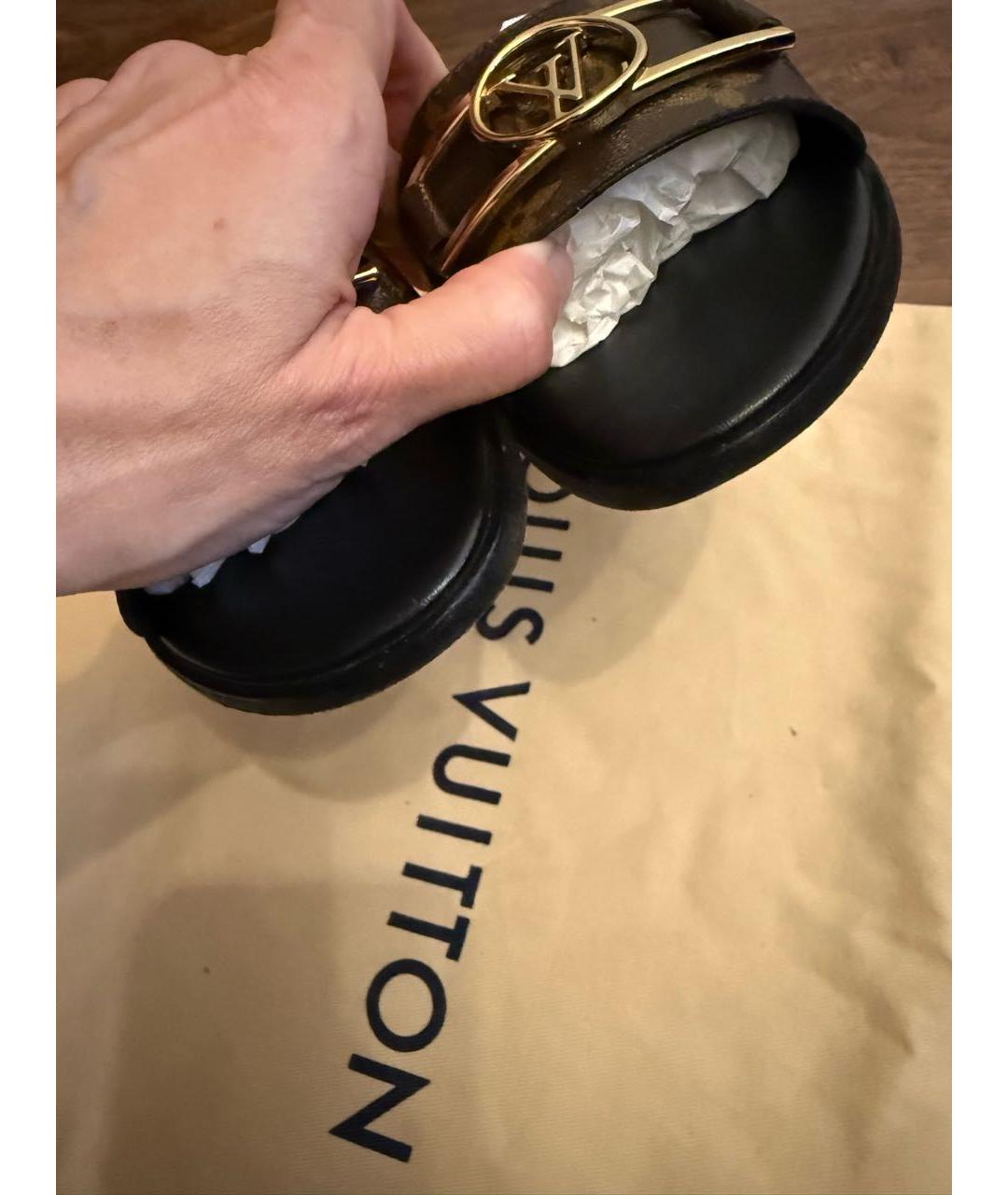 LOUIS VUITTON Коричневые кожаные шлепанцы, фото 5