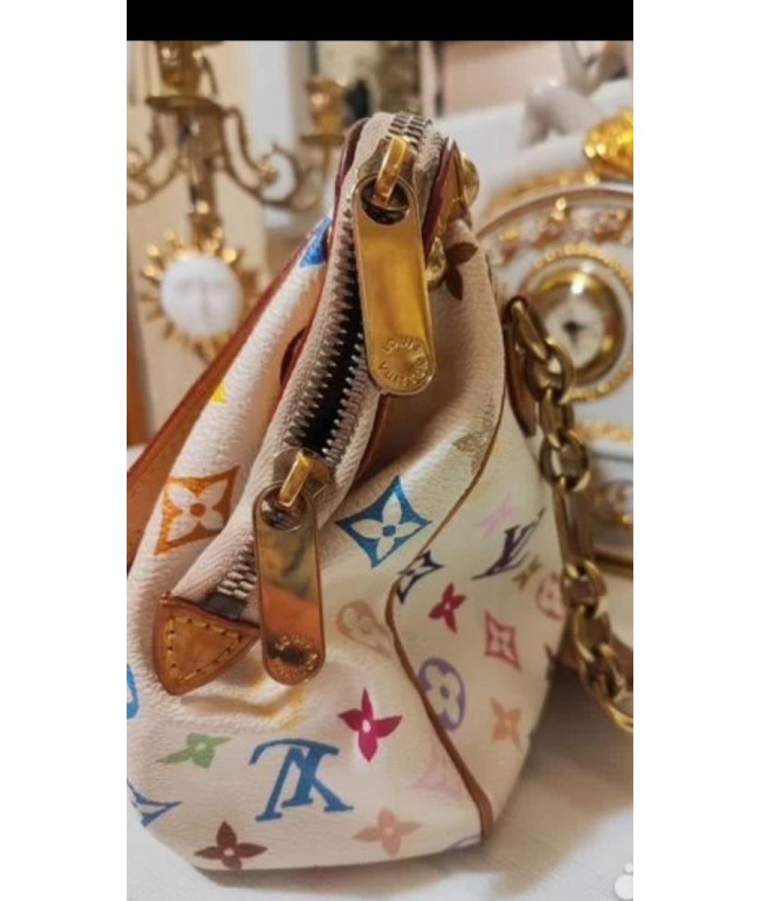 LOUIS VUITTON Белая кожаная сумка с короткими ручками, фото 4