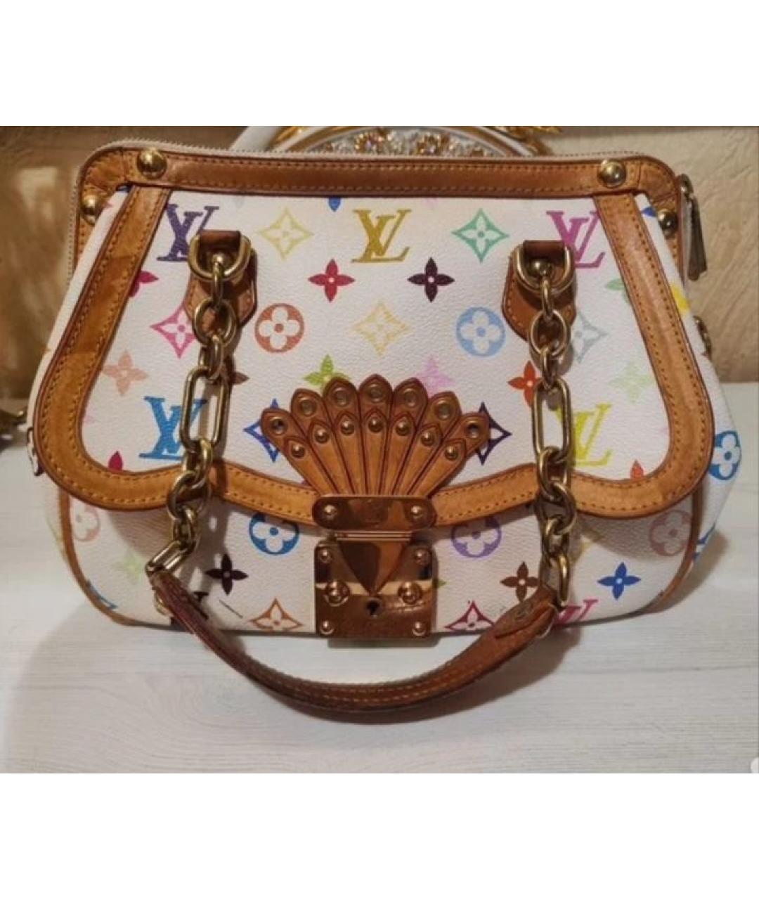 LOUIS VUITTON Белая кожаная сумка с короткими ручками, фото 7