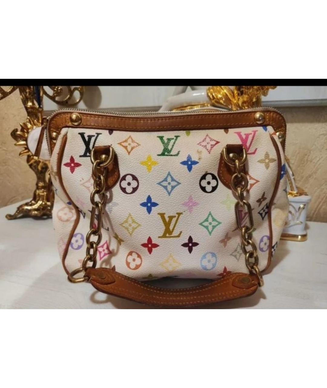 LOUIS VUITTON Белая кожаная сумка с короткими ручками, фото 3