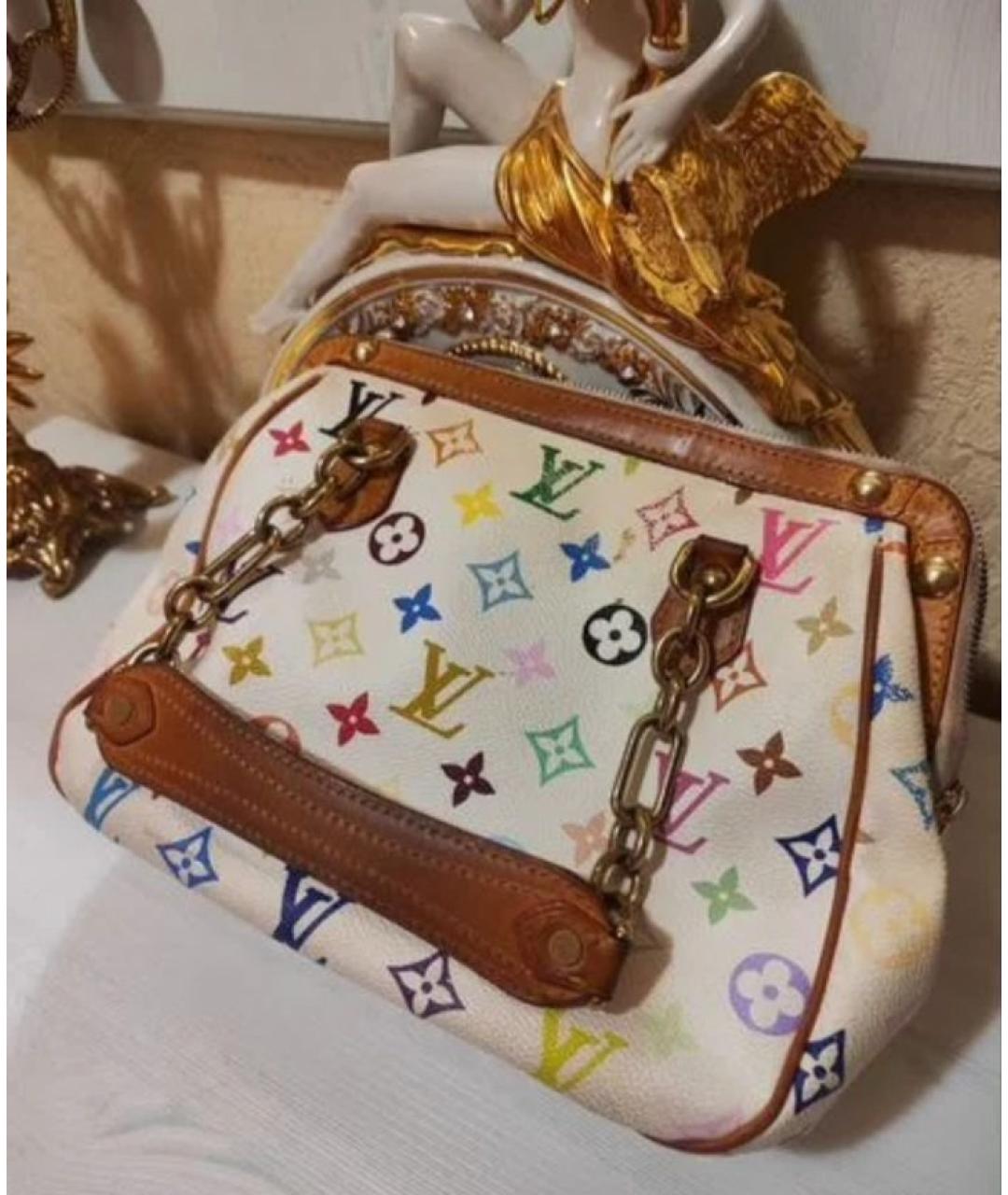 LOUIS VUITTON Белая кожаная сумка с короткими ручками, фото 2