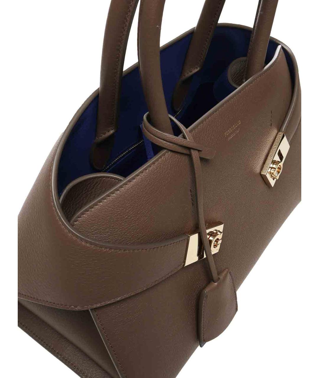 FERRAGAMO Коричневая кожаная сумка тоут, фото 4