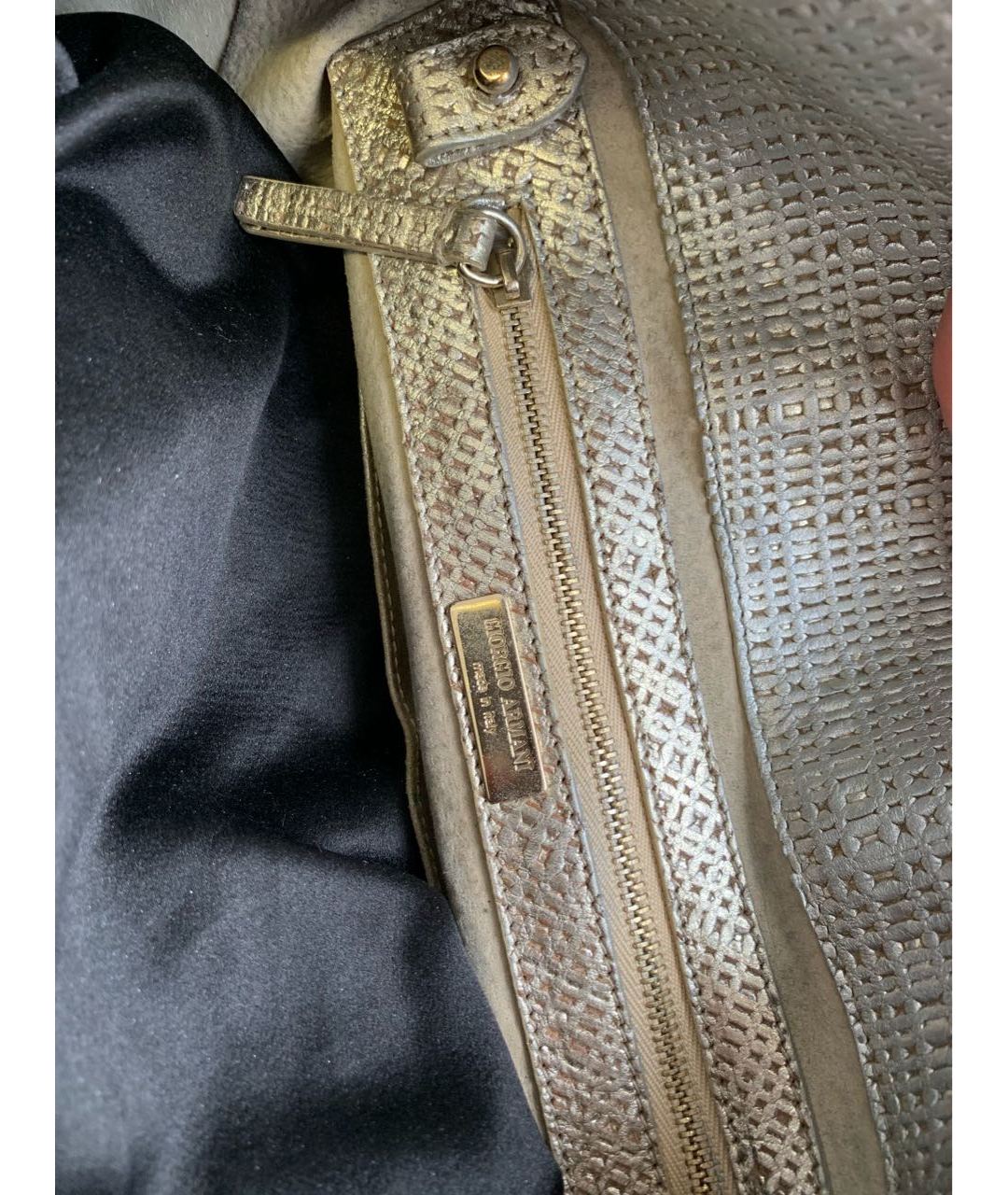 EMPORIO ARMANI Серебряная кожаная сумка на плечо, фото 3