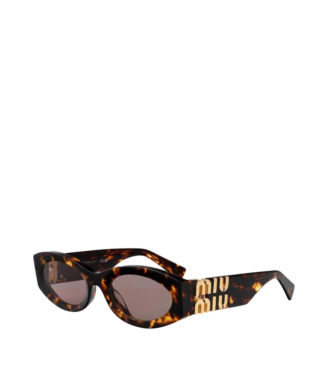 MIU MIU Коричневые пластиковые солнцезащитные очки, фото 2