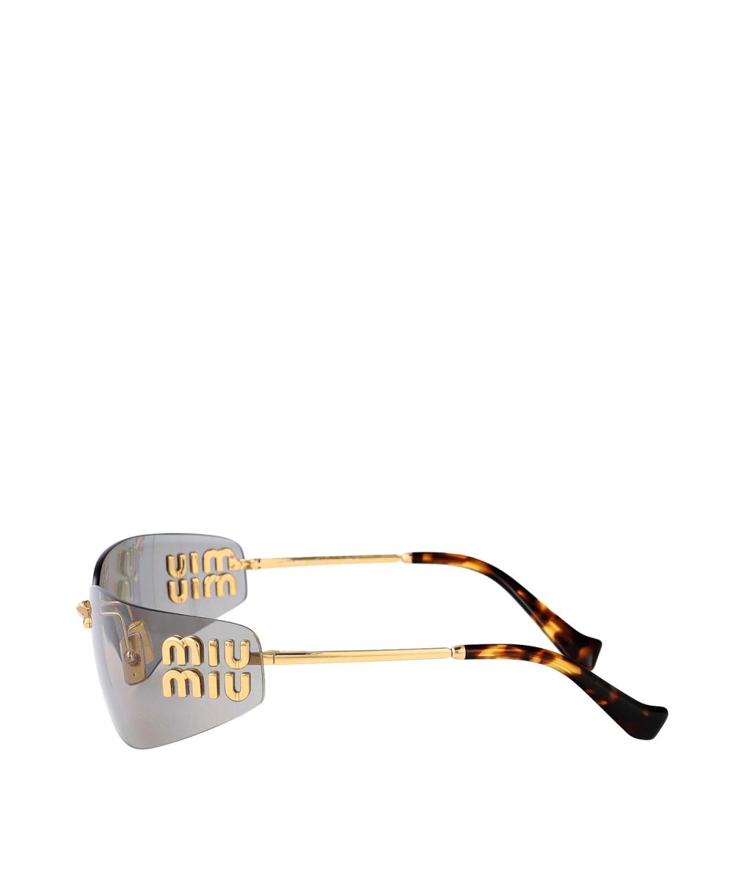 MIU MIU Золотые металлические солнцезащитные очки, фото 3